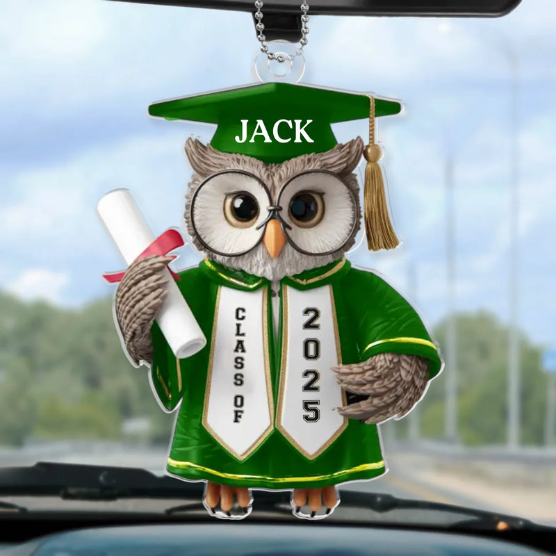 Hats Off, Goals On - Family Personalized Custom Car Ornament - Acrylic Custom Shaped - Graduation Gift For Family Members, Siblings, Brothers, Sisters
