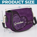 Love Written In Every Heartbeat - Family Personalized Custom Leather Saddle Bag - Mother's Day, Gift For Mom, Grandma