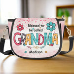 Happiness Is Being Called Grandma - Family Personalized Custom Leather Saddle Bag - Mother's Day, Gift For Mom, Grandma