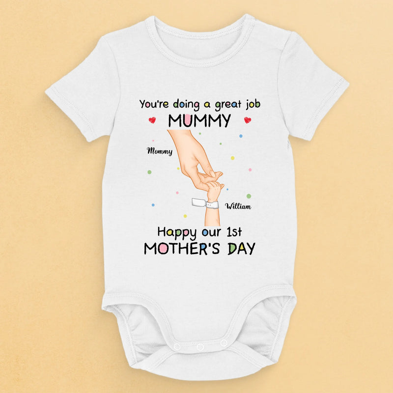 From My Little Hand To Your Big Heart - Family Personalized Custom Baby Onesie - Mother's Day, Baby Shower Gift, Gift For New Moms