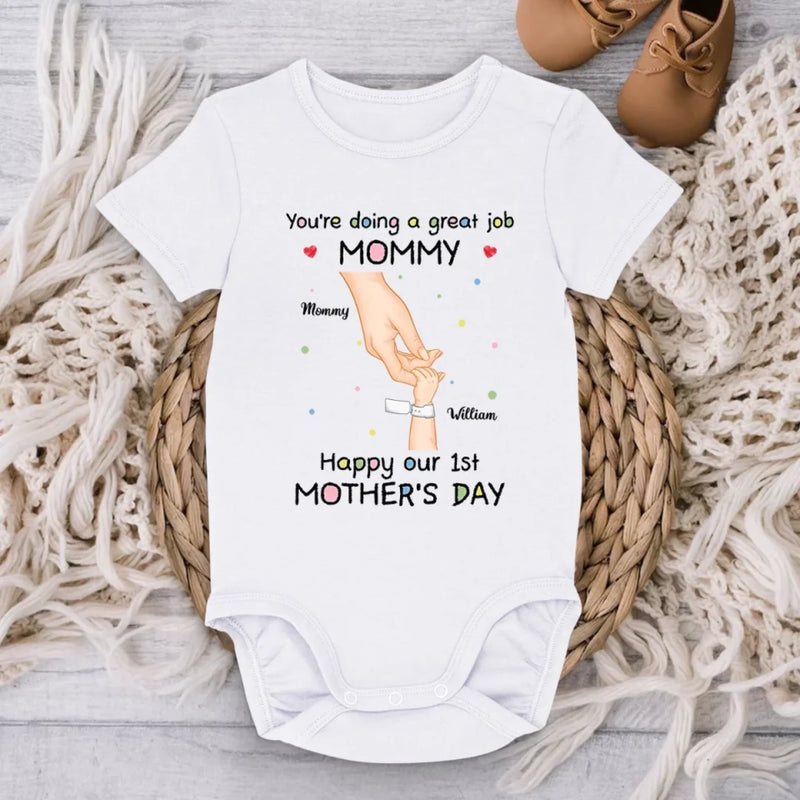 From My Little Hand To Your Big Heart - Family Personalized Custom Baby Onesie - Mother's Day, Baby Shower Gift, Gift For New Moms
