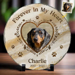 Custom Photo Your Paw Prints Are Forever On My Soul - Memorial Personalized Custom Round Shaped Stone With Stand - Sympathy Gift For Dog Lovers, Pet Owners