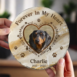 Custom Photo Your Paw Prints Are Forever On My Soul - Memorial Personalized Custom Round Shaped Stone With Stand - Sympathy Gift For Dog Lovers, Pet Owners