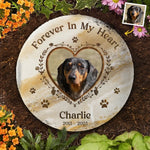 Custom Photo Your Paw Prints Are Forever On My Soul - Memorial Personalized Custom Round Shaped Stone With Stand - Sympathy Gift For Dog Lovers, Pet Owners