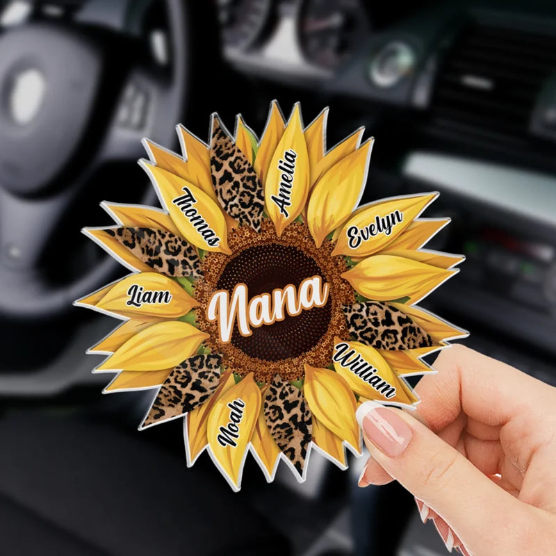 Love Blooms Forever - Family Personalized Custom Acrylic Car Visor Clip - Mother's Day, Gift For Mom, Grandma