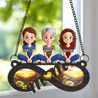 Mommy’s Love, Infinite As This Bond - Family Personalized Window Hanging Suncatcher Ornament - Mother's Day, Gift For Mom, Grandma
