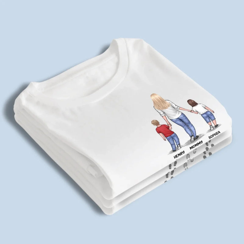 Following In Your Footsteps With Love & Gratitude -  Family Personalized Custom Unisex T-shirt, Premium T-shirt, Hoodie - Mother's Day Gift For Mom, Grandma