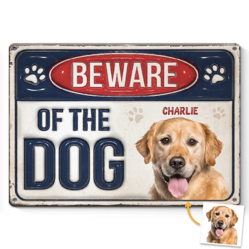 Custom Photo Step Inside If You Dare - Dog & Cat Personalized Custom 3D Inflated Effect Printed Home Decor Metal Sign - House Warming Gift For Pet Owners, Pet Lovers