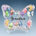 Love Grows Wings In A Grandma’s Heart - Family Personalized Custom Butterfly Shaped Acrylic Plaque - Mother's Day, Gift For Grandma, Mom
