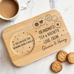 A Sip Of Love, A Bite Of Joy - Family Personalized Custom Engraved Wooden Tea & Snack Board - Mother's Day, Gift For Grandma, Mom