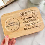 A Sip Of Love, A Bite Of Joy - Family Personalized Custom Engraved Wooden Tea & Snack Board - Mother's Day, Gift For Grandma, Mom