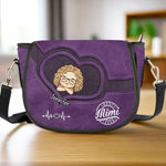 A Purse Full Of Love, A Heart Full Of Grandkids - Family Personalized Custom Leather Saddle Bag - Mother's Day, Gift For Mom, Grandma