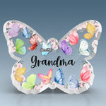 Love Grows Wings In A Grandma’s Heart - Family Personalized Custom Butterfly Shaped Acrylic Plaque - Mother's Day, Gift For Grandma, Mom