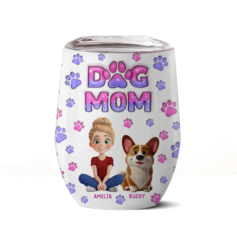 Furry Friends, Full Heart - Dog & Cat Personalized Custom 3D Inflated Effect Printed Tumbler - Gift For Pet Owners, Pet Lovers