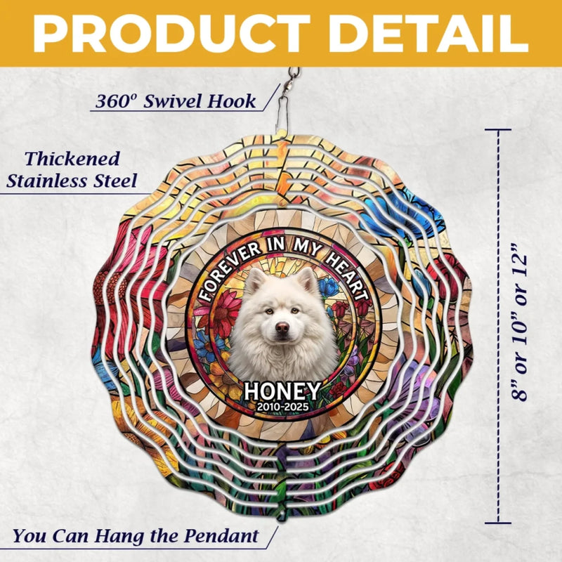 Custom Photo A Piece Of My Heart Spins With You - Memorial Personalized Custom Wind Spinner - Sympathy Gift For Pet Owners, Pet Lovers