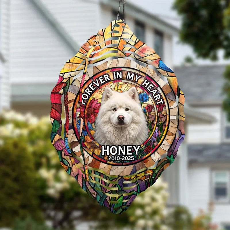 Custom Photo A Piece Of My Heart Spins With You - Memorial Personalized Custom Wind Spinner - Sympathy Gift For Pet Owners, Pet Lovers