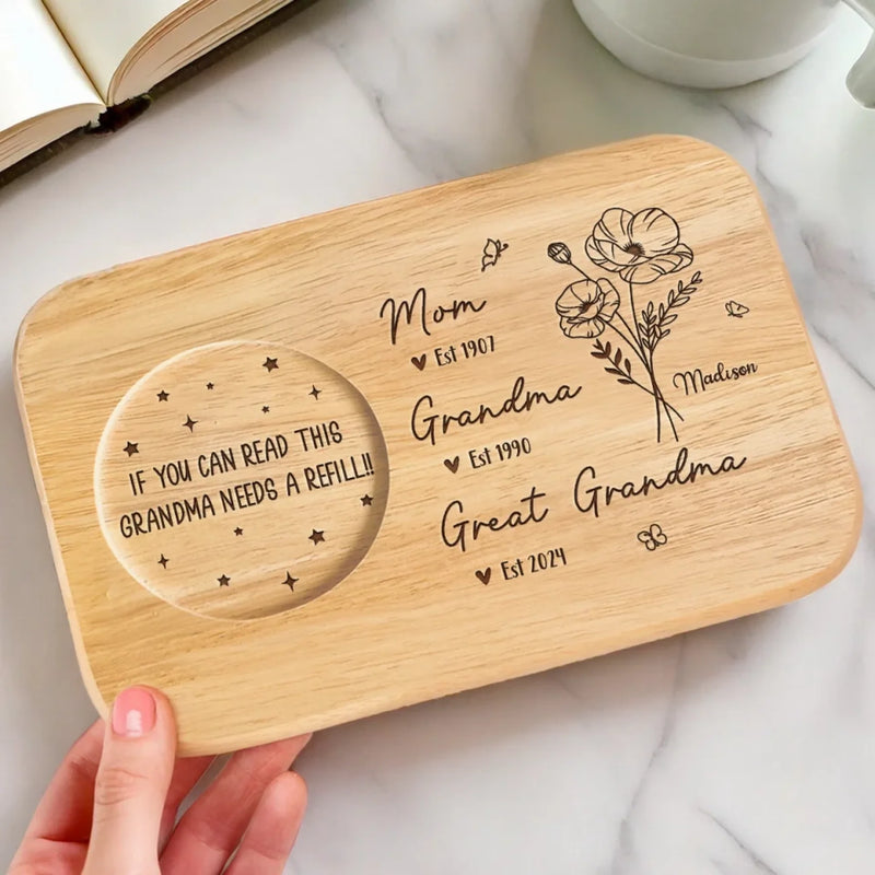 A Family Bond, Forever Engraved - Family Personalized Custom Engraved Wooden Tea & Snack Board - Mother's Day, Gift For Mom, Grandma