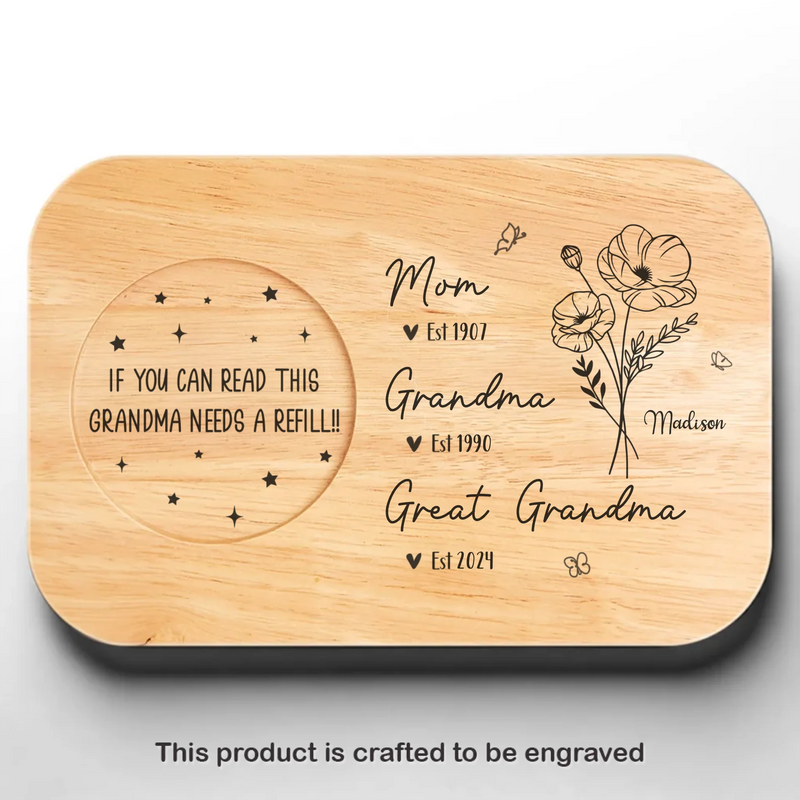 A Family Bond, Forever Engraved - Family Personalized Custom Engraved Wooden Tea & Snack Board - Mother's Day, Gift For Mom, Grandma