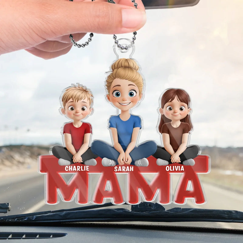 Our Hearts Belong To You, Mama - Family Personalized Custom Car Ornament - Acrylic Custom Shaped - Mother's Day, Gift For Mom, New Moms
