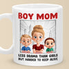 Raising Boys, Surviving Chaos - Family Personalized Custom Mug - Mother's Day, Gift For Mom, Son