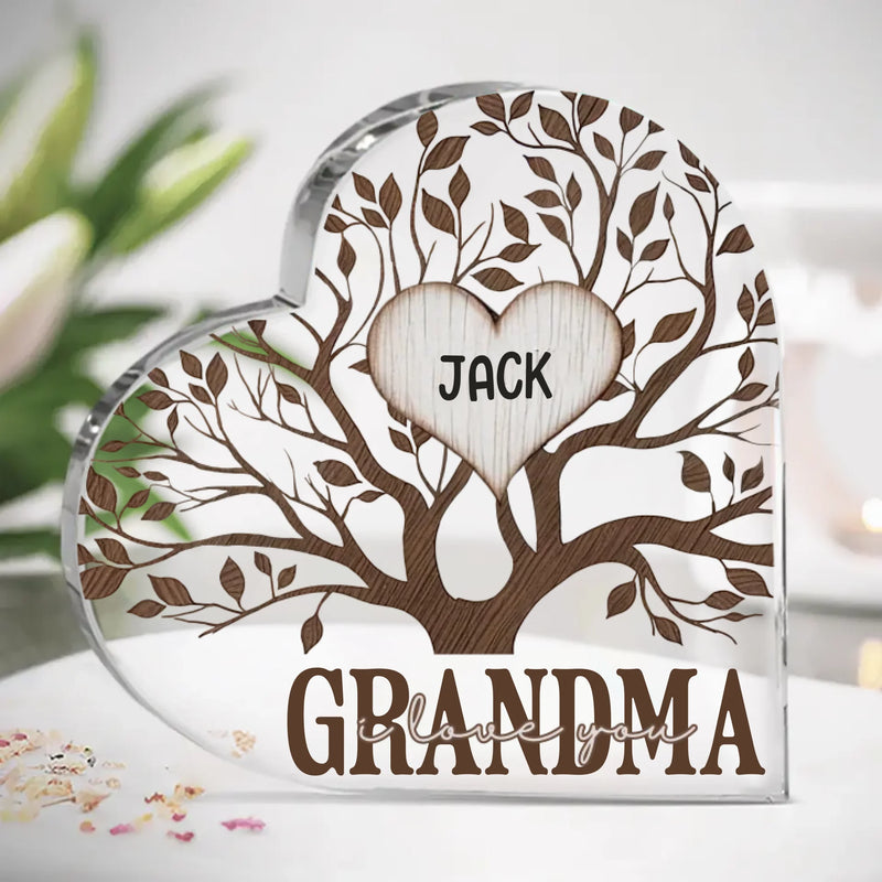 Strong Like A Mother’s Roots - Family Personalized Custom Heart Shaped Acrylic Plaque - Mother's Day, Gift For Mom, Grandma