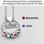 Mom’s Love, Forever Engraved - Family Personalized Custom Circle Pendant With Birthstone Beads Necklace - Mother's Day, Gift For Mom, Grandma, Wife