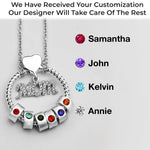 Mom’s Love, Forever Engraved - Family Personalized Custom Circle Pendant With Birthstone Beads Necklace - Mother's Day, Gift For Mom, Grandma, Wife