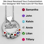 Mom’s Love, Forever Engraved - Family Personalized Custom Circle Pendant With Birthstone Beads Necklace - Mother's Day, Gift For Mom, Grandma, Wife
