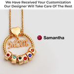 Mom’s Love, Forever Engraved - Family Personalized Custom Circle Pendant With Birthstone Beads Necklace - Mother's Day, Gift For Mom, Grandma, Wife