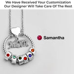 Mom’s Love, Forever Engraved - Family Personalized Custom Circle Pendant With Birthstone Beads Necklace - Mother's Day, Gift For Mom, Grandma, Wife