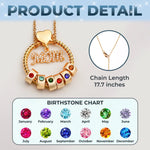 Mom’s Love, Forever Engraved - Family Personalized Custom Circle Pendant With Birthstone Beads Necklace - Mother's Day, Gift For Mom, Grandma, Wife