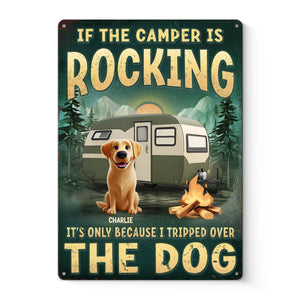 Si le camping-car vacille, je jure que c'est la faute du chien - Plaque en métal personnalisée pour décoration d'intérieur - Cadeau de pendaison de crémaillère pour les propriétaires d'animaux et les amoureux des animaux