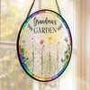 Where Grandkids Grow And Love Blooms - Family Personalized Custom Stained Glass Window Hanging Suncatcher - Mother's Day, Gift For Mom, Grandma