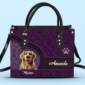 Queues d'amour et d'amitié - Sac à main en cuir personnalisé pour chien - Cadeau pour propriétaires et amoureux des animaux