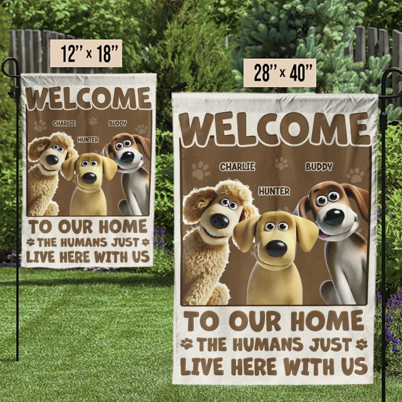 Welcome To Paw Paradise, Humans May Enter - Dog Personalized Custom Flag - Gift For Pet Owners, Pet Lovers