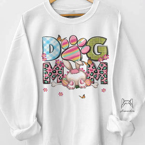 Bunny Hops &amp; Puppy Love, Perfection de Pâques - Sweat-shirt unisexe personnalisé avec motif sur la manche - Cadeau de Pâques pour maman et grand-mère