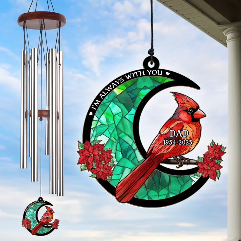 When Cardinals Appear, Angels Are Near - Memorial Personalized Custom Wind Chime Suncatcher - Sympathy Gift For Family Members