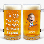 Custom Photo For The Drinking Legend - Family Personalized Custom Glass Beer Mug - Father's Day, Gift For Dad, Grandpa