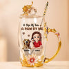 A Sip Of Tea A Paw By Me - Dog Personalized Custom Enamel Flower Tea Cup With Lid & Spoon - Gift For Pet Owners, Pet Lovers