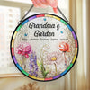 A Grandma’s Garden Is Where Love Grows - Family Personalized Custom Stained Glass Window Hanging Suncatcher - Mother's Day, Gift For Mom, Grandma