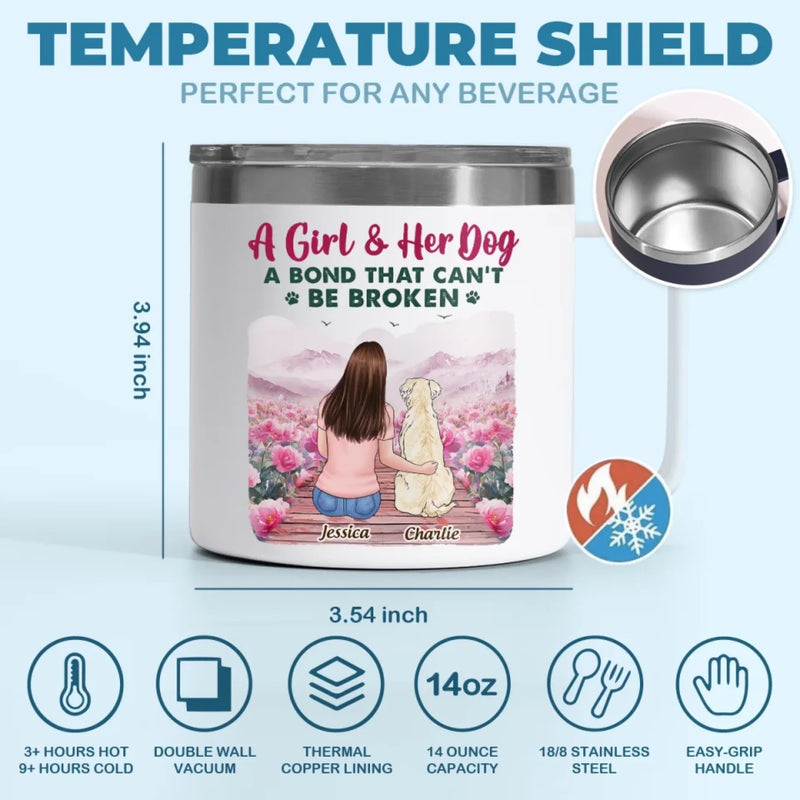 Happiness Is A Dog’s Smile - Dog Personalized Custom 14oz Stainless Steel Tumbler With Handle - Gift For Pet Owners, Pet Lovers