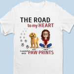 Love Leaves Paw Prints On My Heart - Dog Personalized Custom Unisex T-shirt, Premium T-shirt, Hoodie - Gift For Dog Lovers, Pet Owners