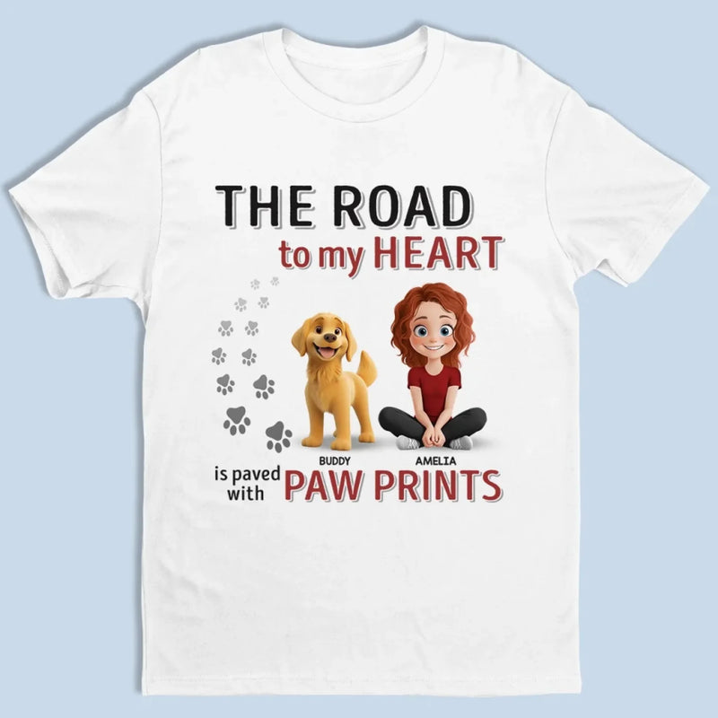 Love Leaves Paw Prints On My Heart - Dog Personalized Custom Unisex T-shirt, Premium T-shirt, Hoodie - Gift For Dog Lovers, Pet Owners