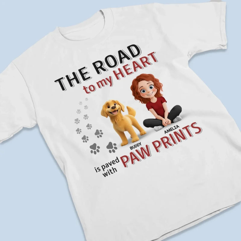 Love Leaves Paw Prints On My Heart - Dog Personalized Custom Unisex T-shirt, Premium T-shirt, Hoodie - Gift For Dog Lovers, Pet Owners