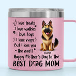 A Dog’s Love Never Ends - Dog Personalized Custom 14oz Stainless Steel Tumbler With Handle - Gift For Mom, Dog Lovers