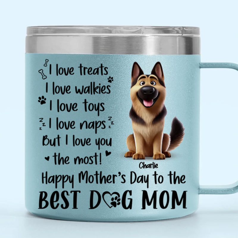A Dog’s Love Never Ends - Dog Personalized Custom 14oz Stainless Steel Tumbler With Handle - Gift For Mom, Dog Lovers