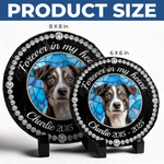 Custom Photo Cherished Forever, Loved Always - Memorial Personalized Custom Round Shaped Stone With Stand - Sympathy Gift For Dog Lovers, Pet Owners
