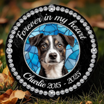 Custom Photo Cherished Forever, Loved Always - Memorial Personalized Custom Round Shaped Stone With Stand - Sympathy Gift For Dog Lovers, Pet Owners