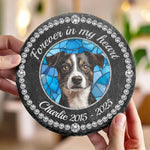 Custom Photo Cherished Forever, Loved Always - Memorial Personalized Custom Round Shaped Stone With Stand - Sympathy Gift For Dog Lovers, Pet Owners