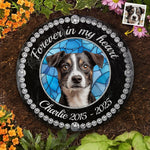 Custom Photo Cherished Forever, Loved Always - Memorial Personalized Custom Round Shaped Stone With Stand - Sympathy Gift For Dog Lovers, Pet Owners